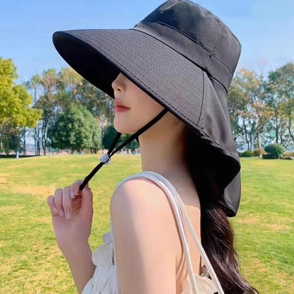 SunLuxe Black Travel Sun Hat – UV Shield, Breathable, Adjustable