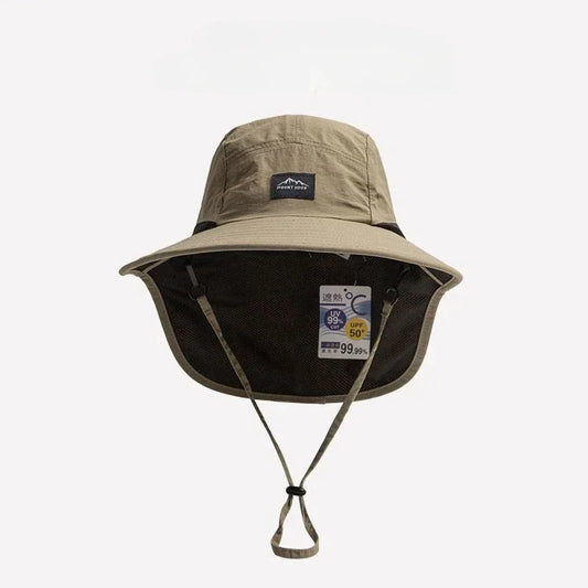 Bondi Wide-Brim Sun Hat with Neck Flap Unisex (Army Green)
