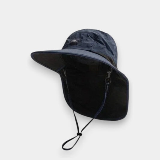 Bondi Wide-Brim Sun Hat with Neck Flap Unisex (Dark Blue)