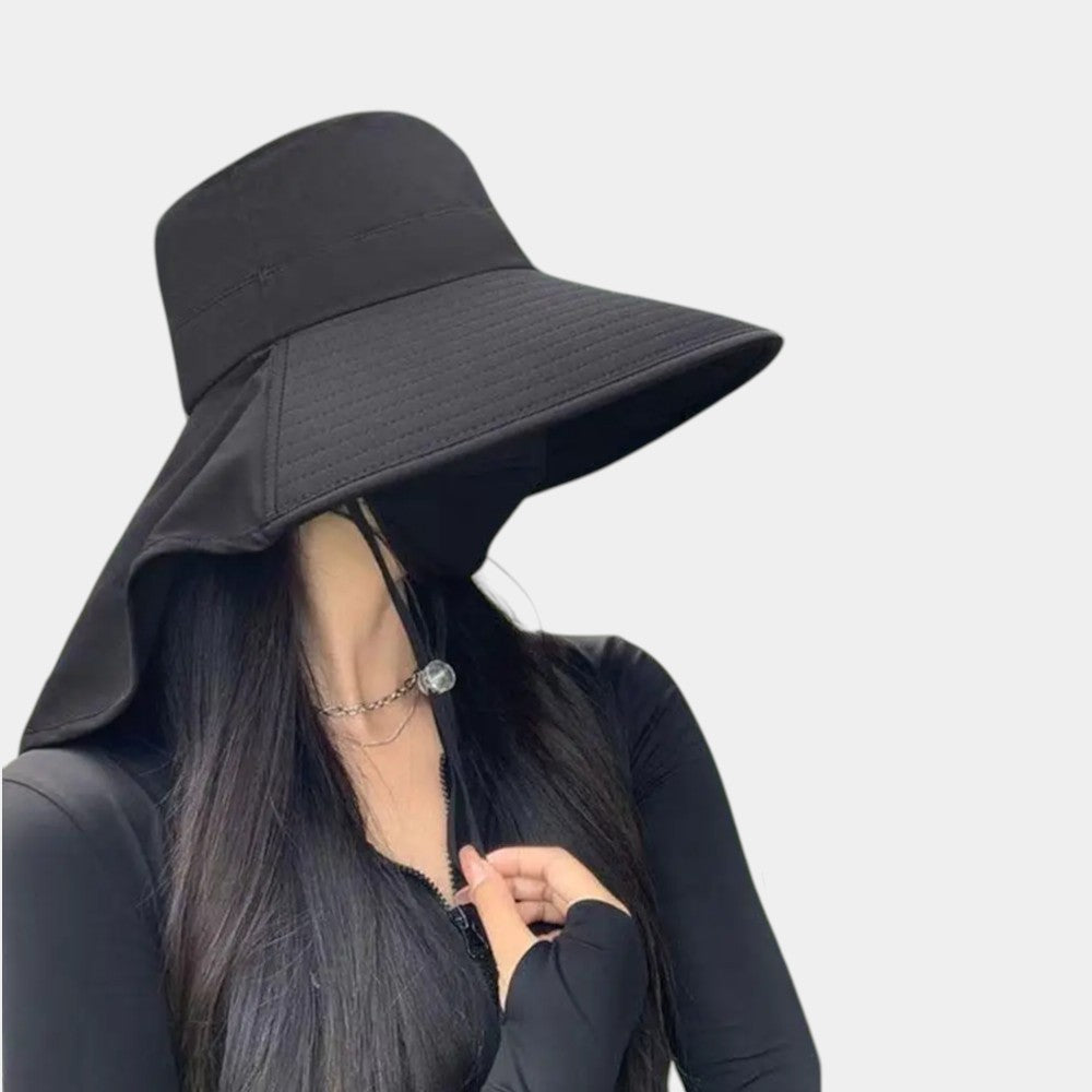 SunLuxe Black Travel Sun Hat – UV Shield, Breathable, Adjustable